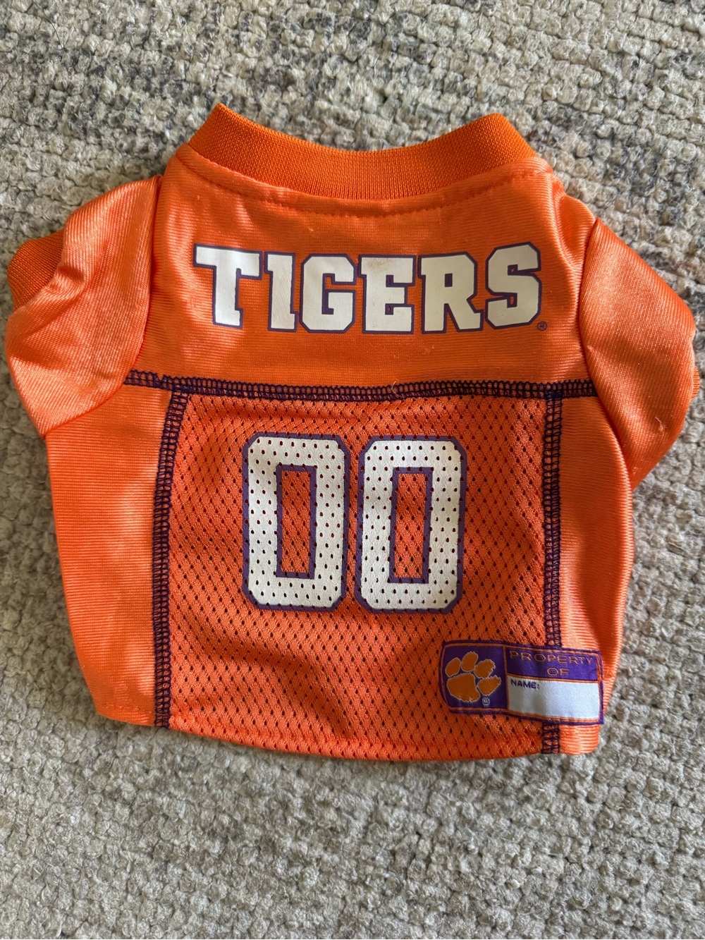 Pets First Orange 'TIGERS' Jersey Top with Number 00